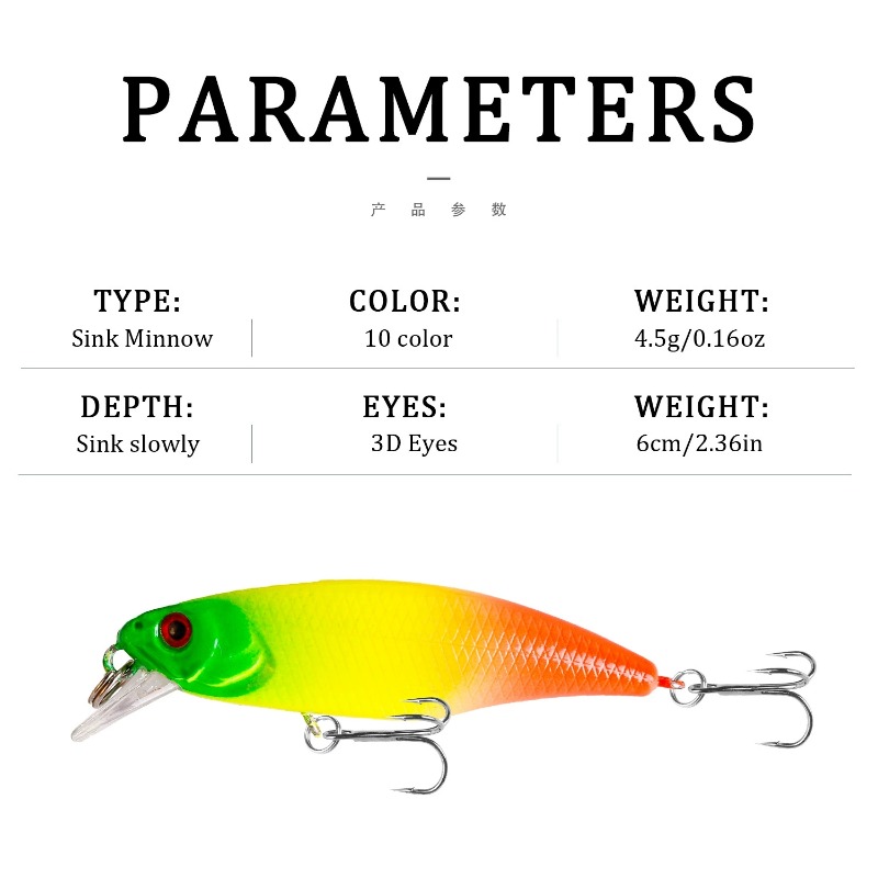 1Pcs Luya Bait Submerged Mino  - огляд і ціна Fishing Equipment Lures